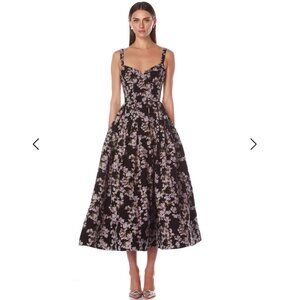 Bronx and Banco Lydia Black Multi Midi Dress